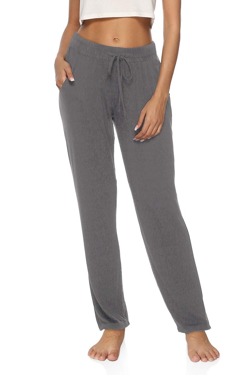 DIBAOLONG Womens Yoga Pants Wide Leg Comfy Drawstring Loose Straight Lounge Running Workout Legging Dark Gray S - Image 4